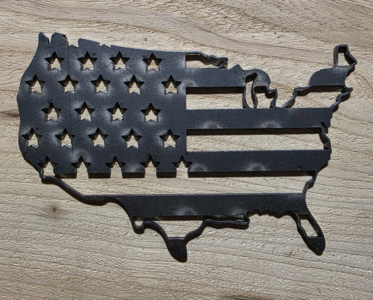 USA Flag Map Metal Christmas Ornament